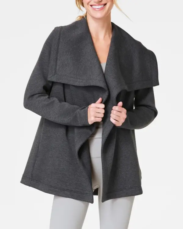 Open Wrap Cardigan - Dark Heather Grey