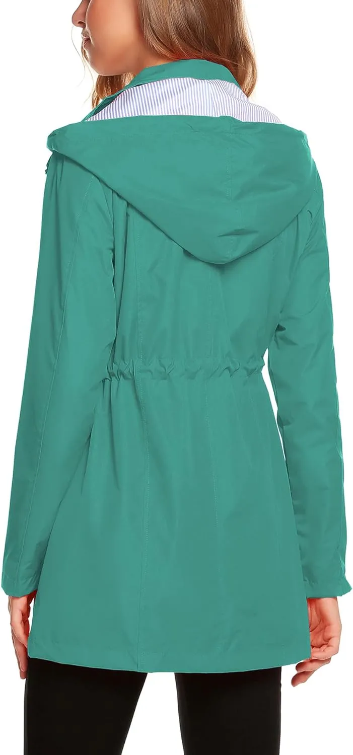 Womens Lightweight Hooded Waterproof Active Outdoor Rain Jacket S-XXL
