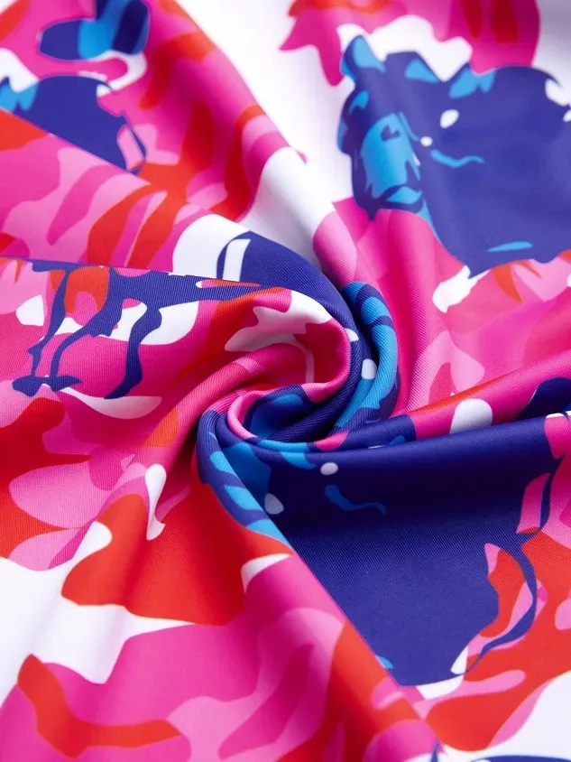 Casual Floral Printing V Neck Tankinis Two-Piece Set