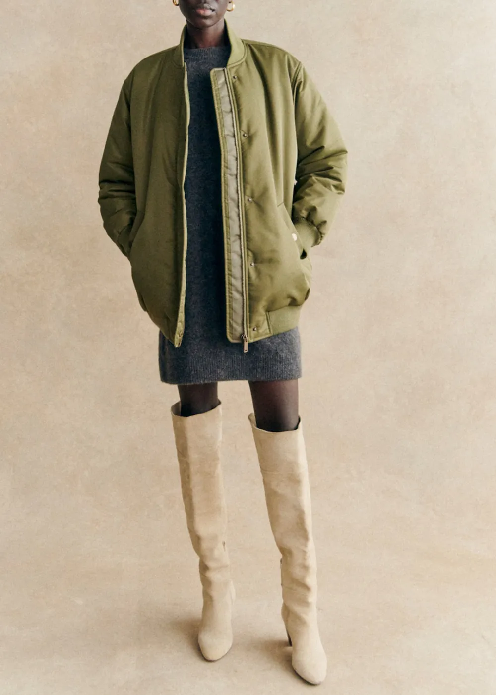 Army Green Bomber Coat