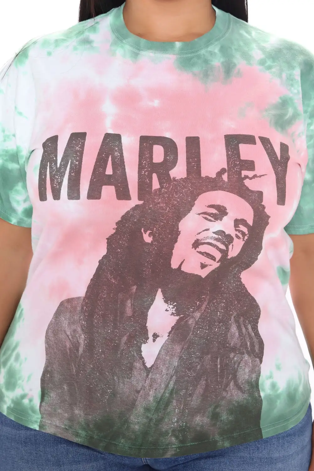 Bob Marley Tie Dye Top - Green/combo