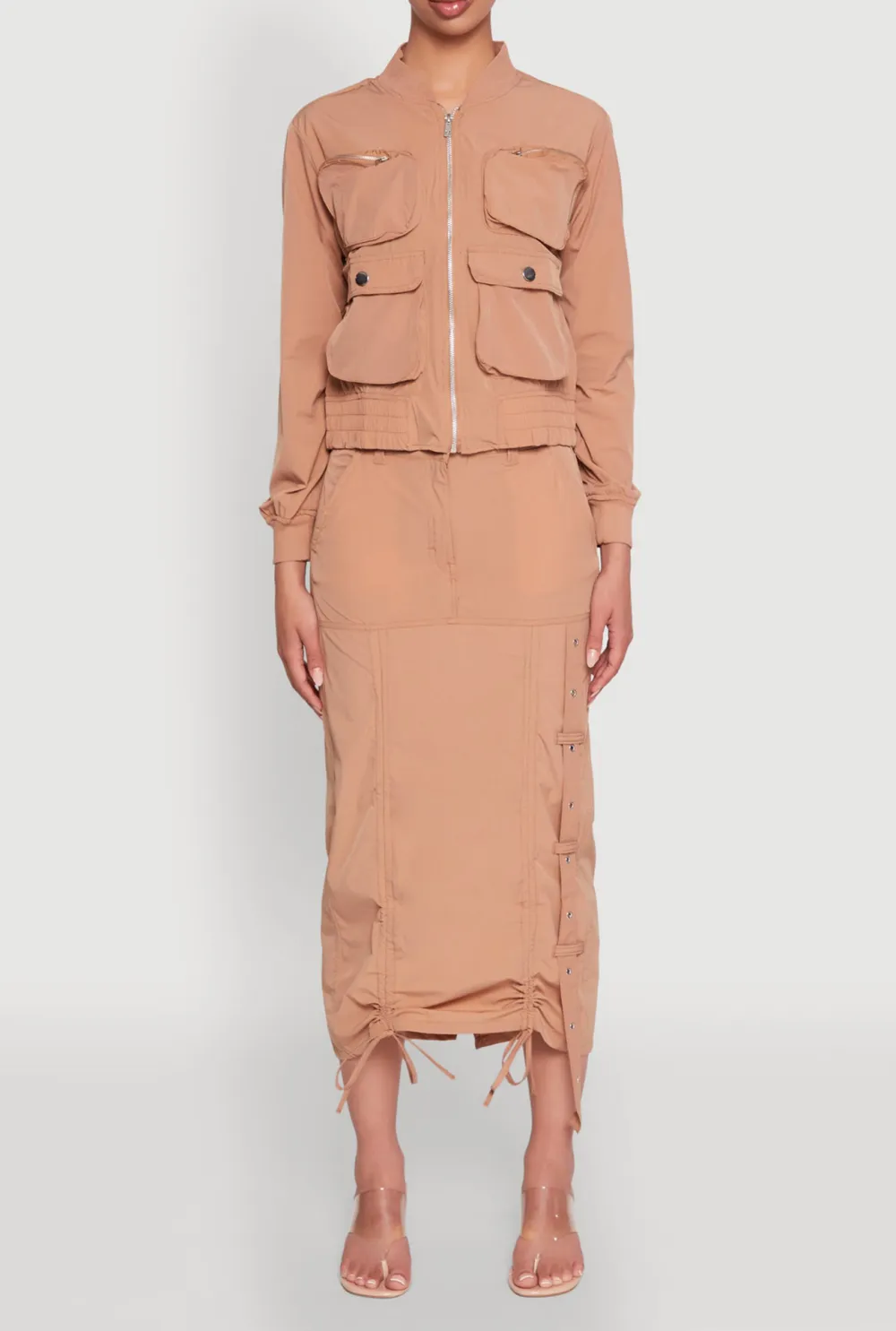 Mid Length Slit Skirt