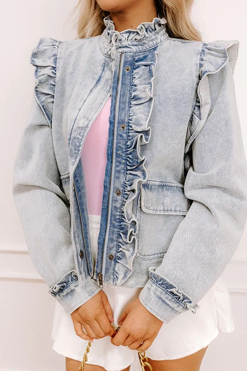 Cute French Ruffles Women's Denim Jacket