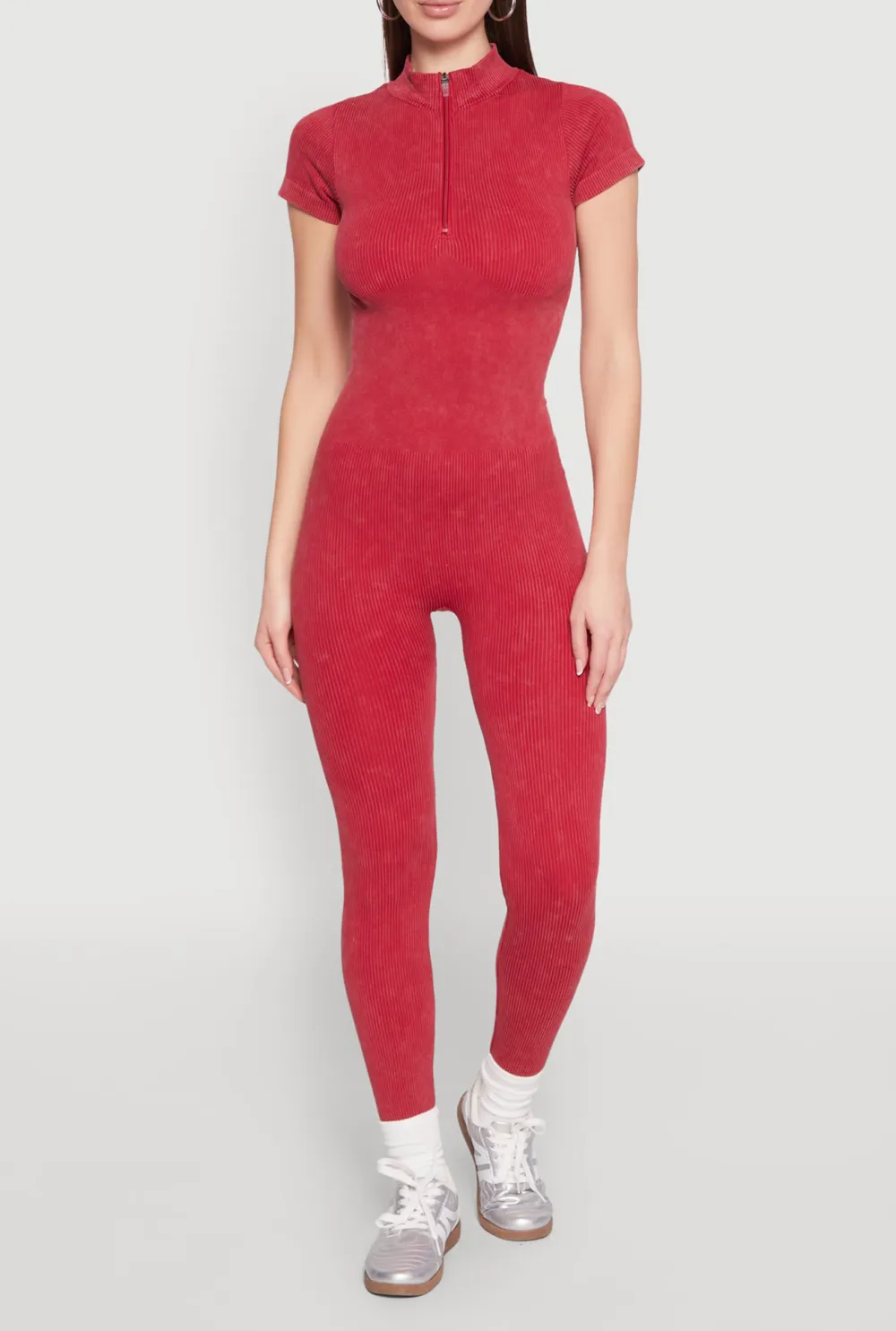 Small Stand Collar Short Sleeved Jumpsuit