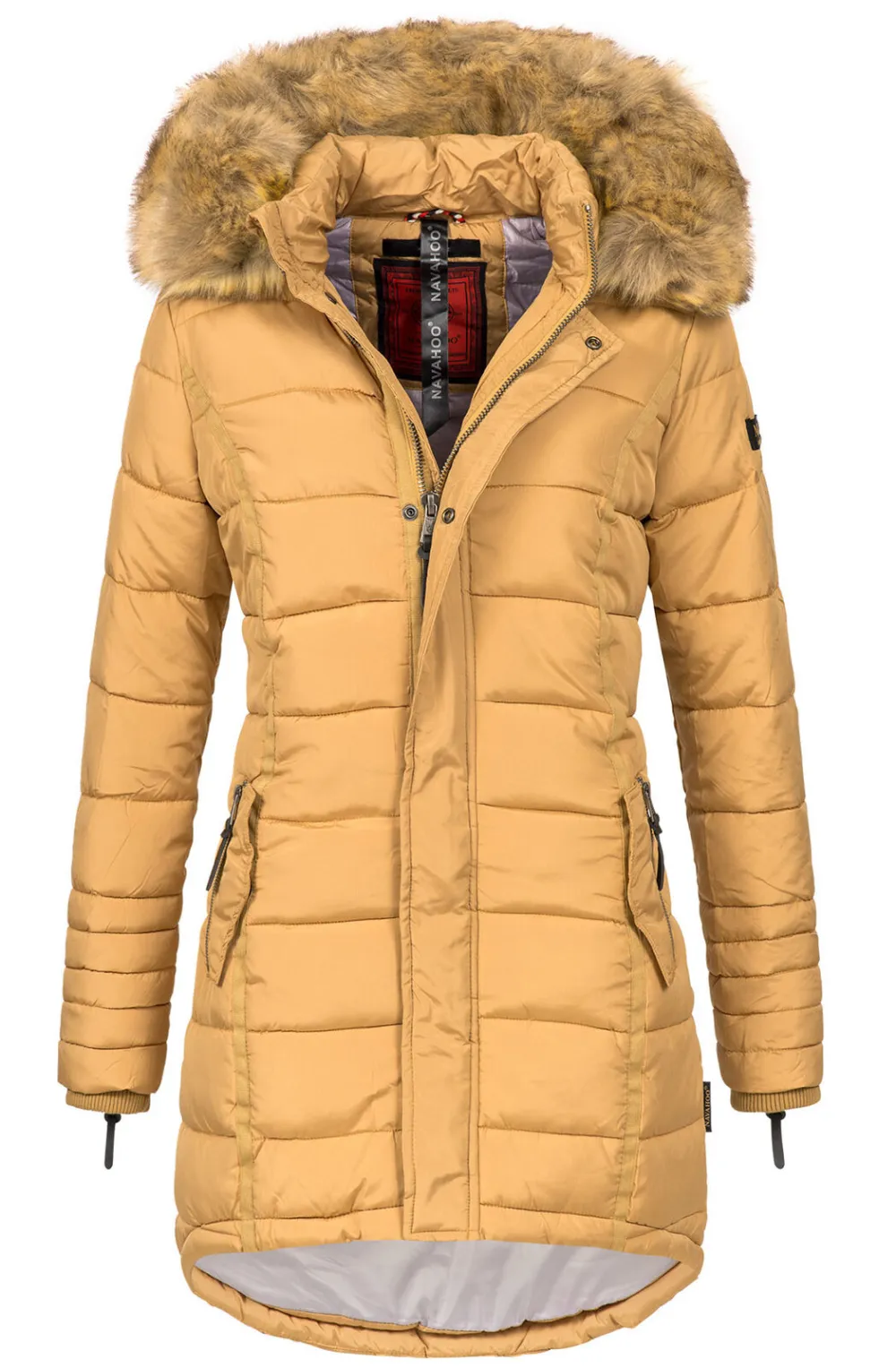 Fashion ladies parka coat with fur collar L