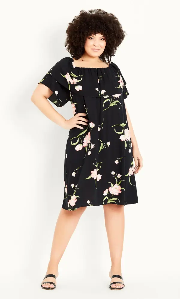 Evans Black Floral Midi Dress