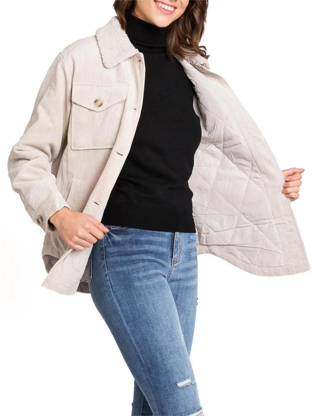 Corduroy Button - Front Shacket