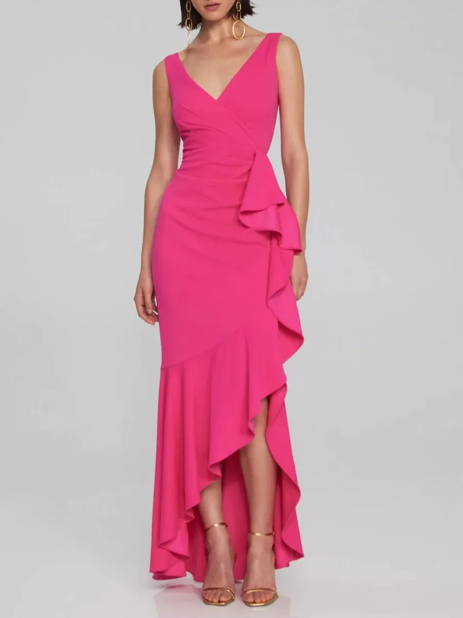 Hot Pink Ruffled Wrap Dress