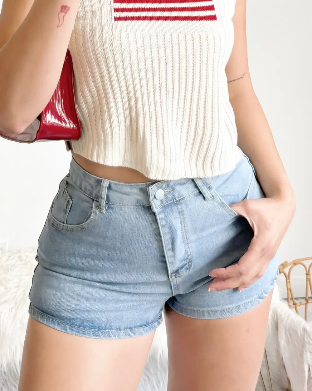 HEART IN MY POCKET DENIM SHORTS