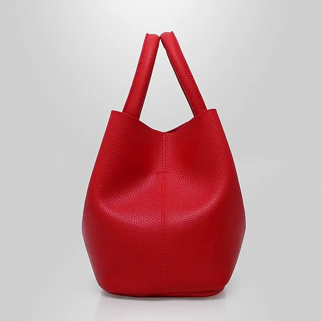 Women's Handbag Crossbody Bag Shoulder Bag PU Leather Office Daily Chain Solid Color Black Pink Red