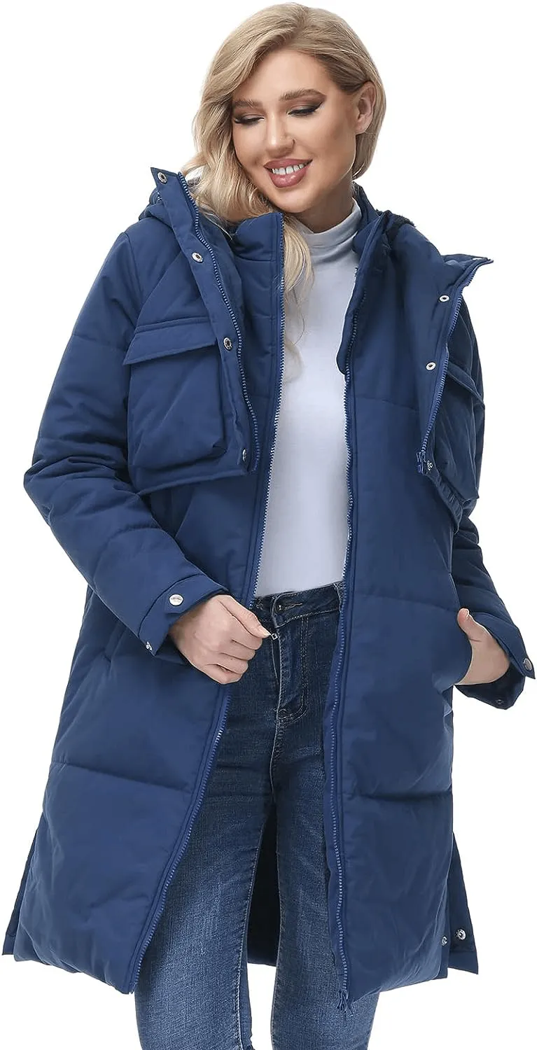 Women's Winter Coats Fleece Parkas Anoraks Hooded Military Jacket Coats M Black