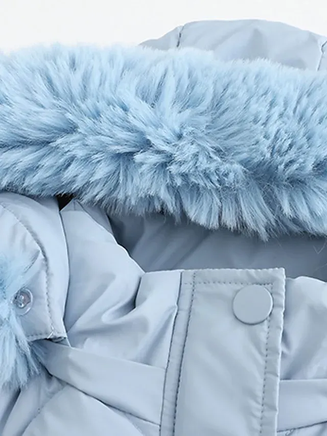 Women's Parka Puffer Jacket Winter Coat Zip up Hooded Coat with Fur Collar Drawstring Thermal Warm Heated Coat Removable Hood Fall Outerwear with Pockets Warm Classic Long Sleeve Light Blue Pink Black