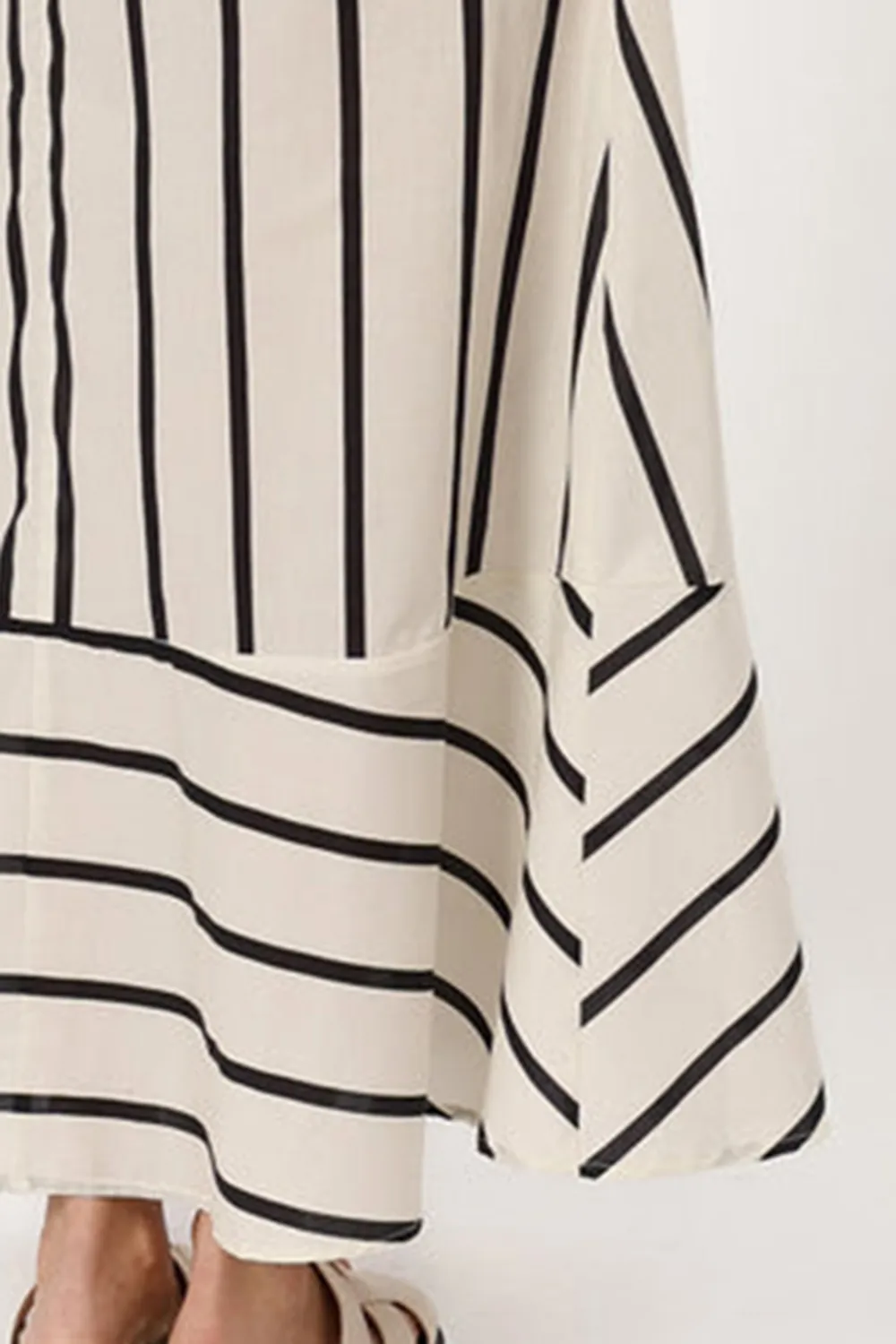 CREAM STRIPE MIDI DRESS