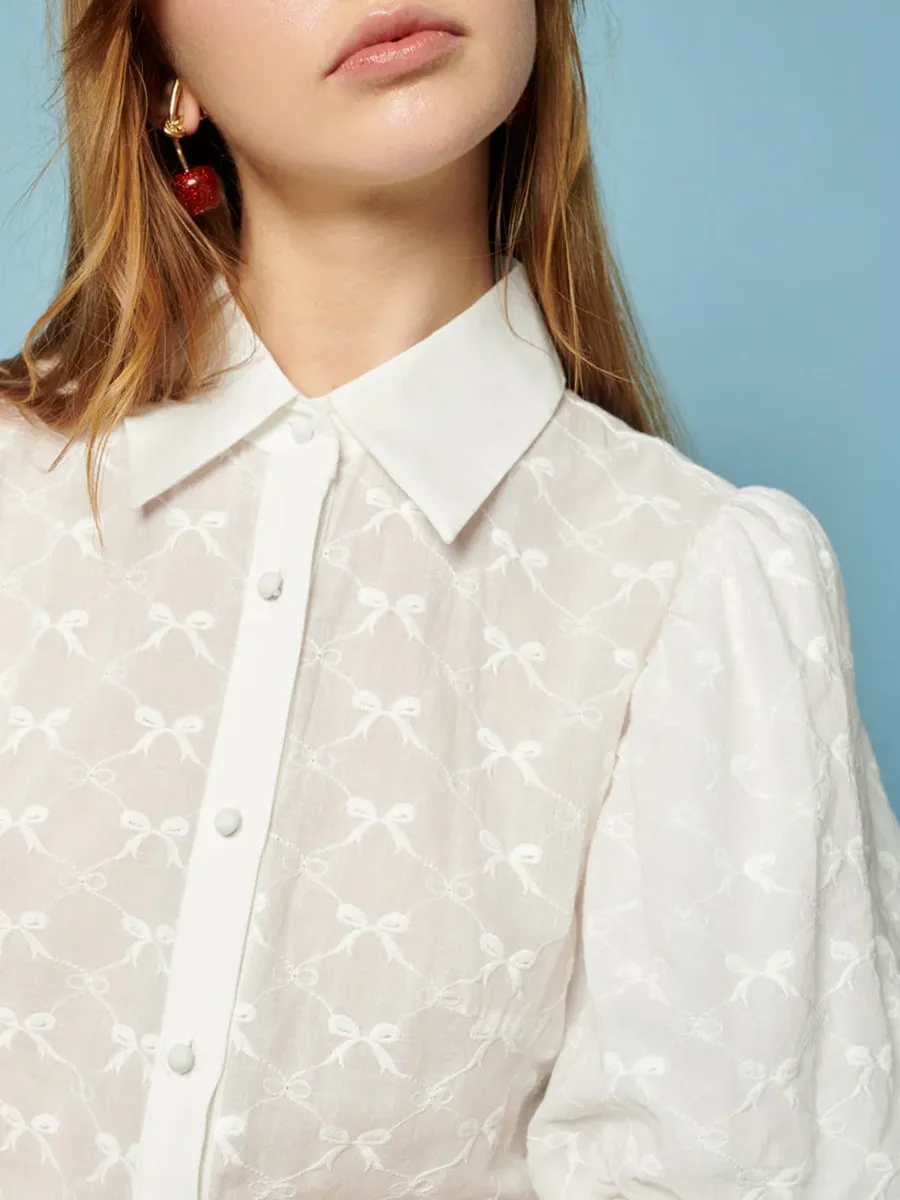 Daily Bow Embroidered Midi Dress