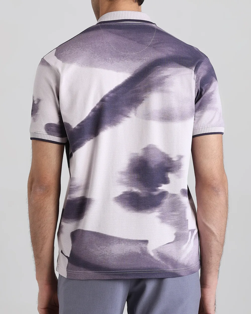 Daily Simple And Slimming Lilac Abstract Polo Shirt
