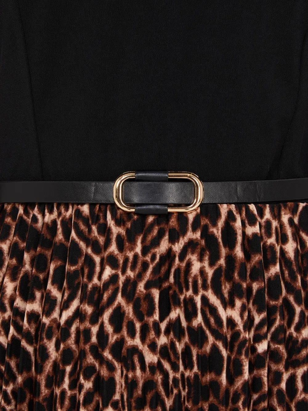 Leopard Print Belted Midi Dress