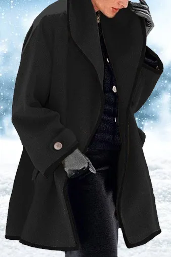 Fleece Line Colorblock Lapel Coat