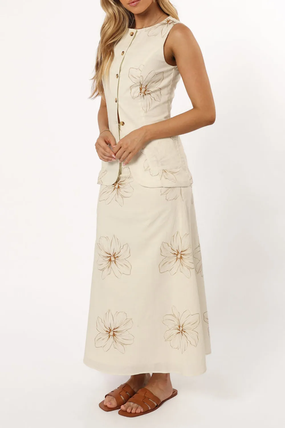 FLORAL LEISURE MIDI SKIRT