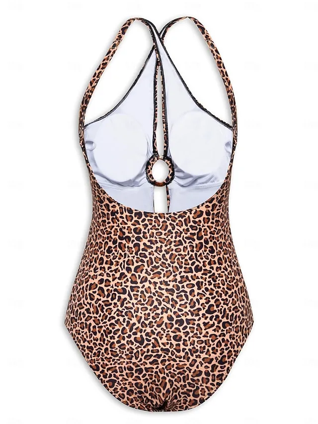 Floral Leopard Ring Triangle Bikini Swimsuit