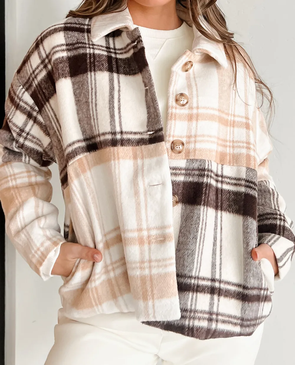 Harvest Mixed Plaid Oversized Jacket