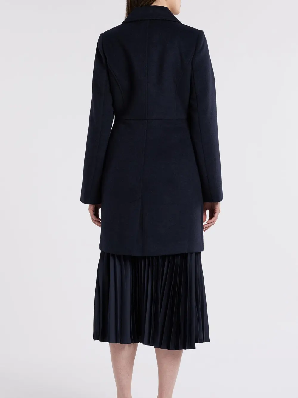 Navy Wool Blend Long Coats