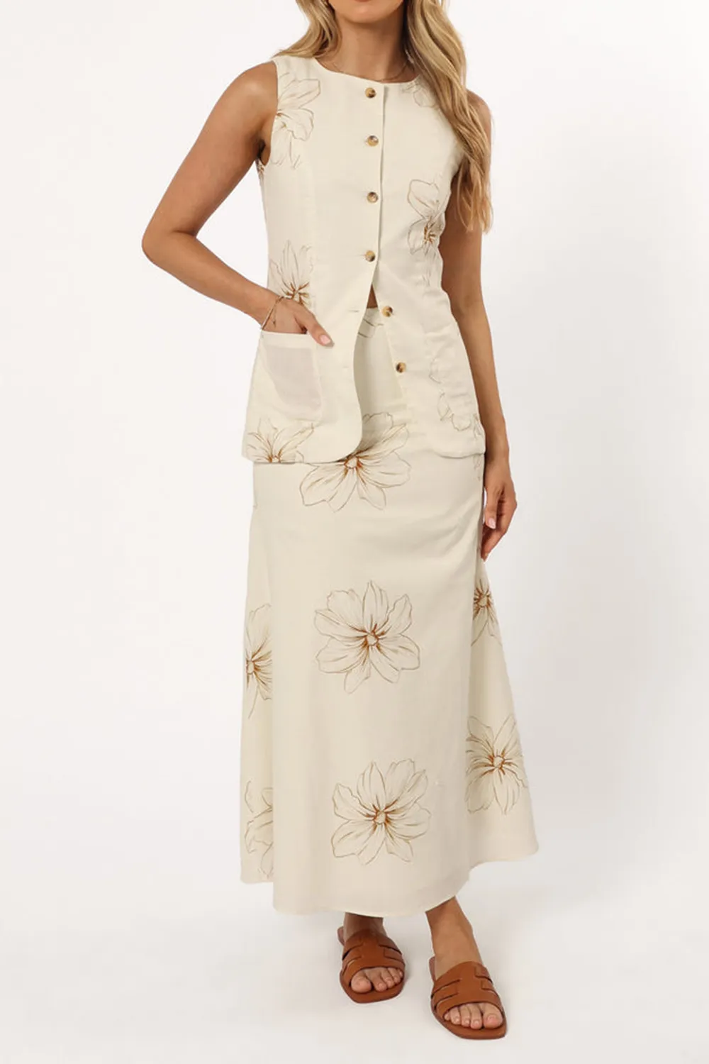 FLORAL LEISURE MIDI SKIRT