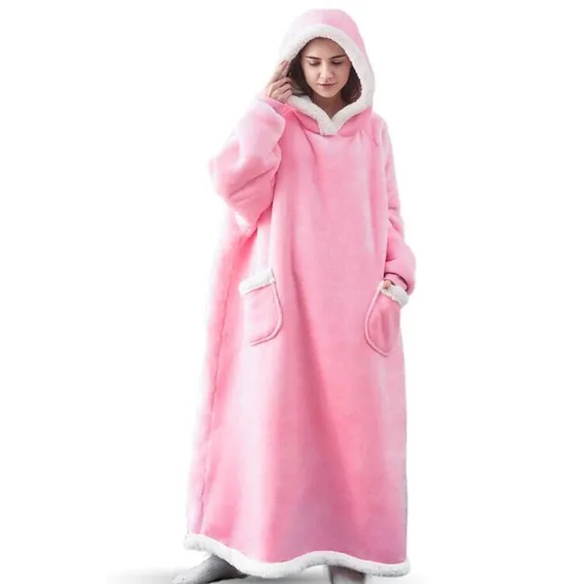 Oversized Wearable Blanket Christmas Flannel Thick Soft Warm Long Hoodie Blanket Big Hooded Sweatshirt Hoodie Blanket for Adults Women Girls Teenagers Teens Men Black