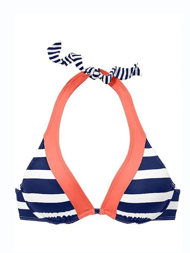Women's Swimwear Bikini 2 Piece Normal Swimsuit 2 Piece Sexy Striped Navy Blue Padded V Wire Bathing Suits Sports Vacation Beach Wear