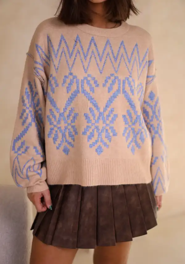 Cream Alpine Knit Sweater