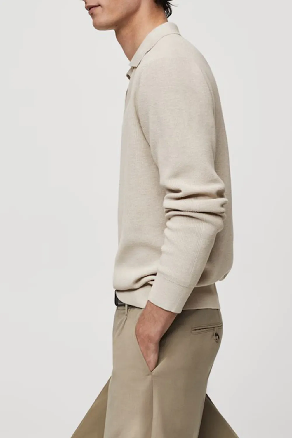 Ribbed Knit Polo Shirt