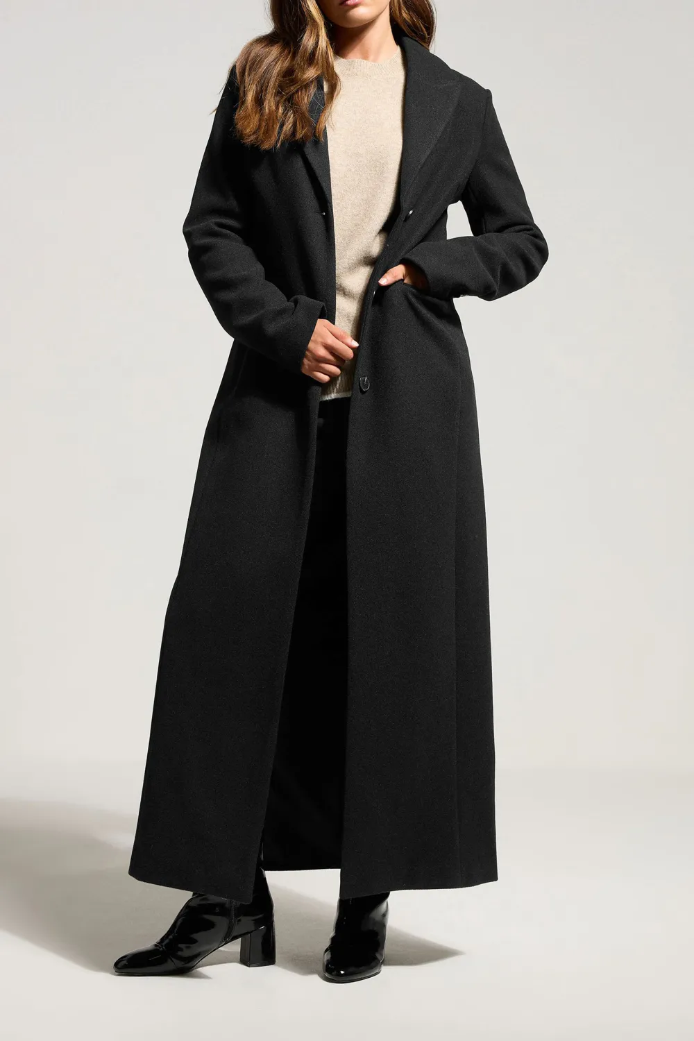 Black Formal Maxi Daily Coat