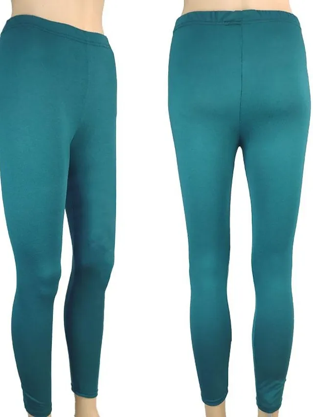 Women's Solid Leggings Lake blue Sapphire Wine Red Mid Waist Fashion Tights Casual Weekend High Elasticity Full Length Tummy Control Plain S M L XL 2XL / Skinny