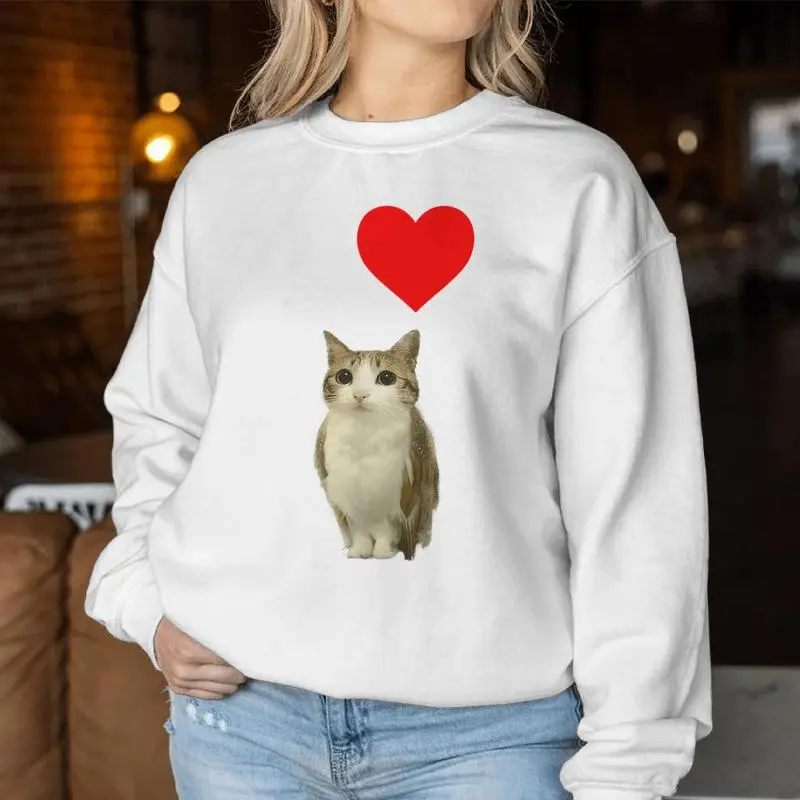 I Love Meowl Cursed Cute Cat Owl Meme Brain Rot Silly Women Sweatshirt