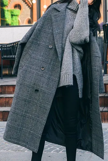 Plaid Oversized Lapel Coat