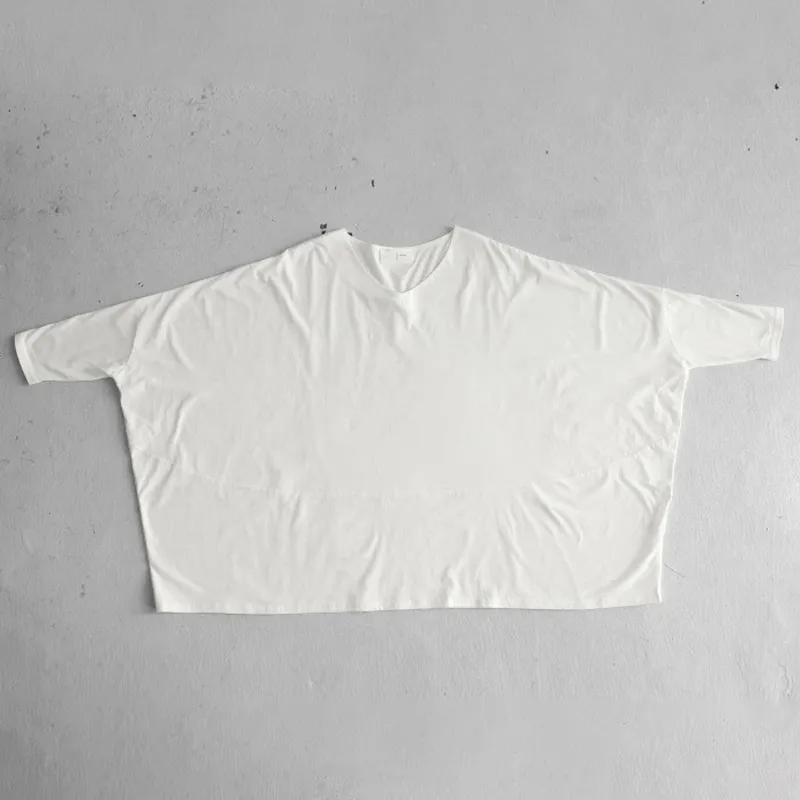 Simple Oversize Solid Color V-Neck Batwing Sleeve T-Shirts