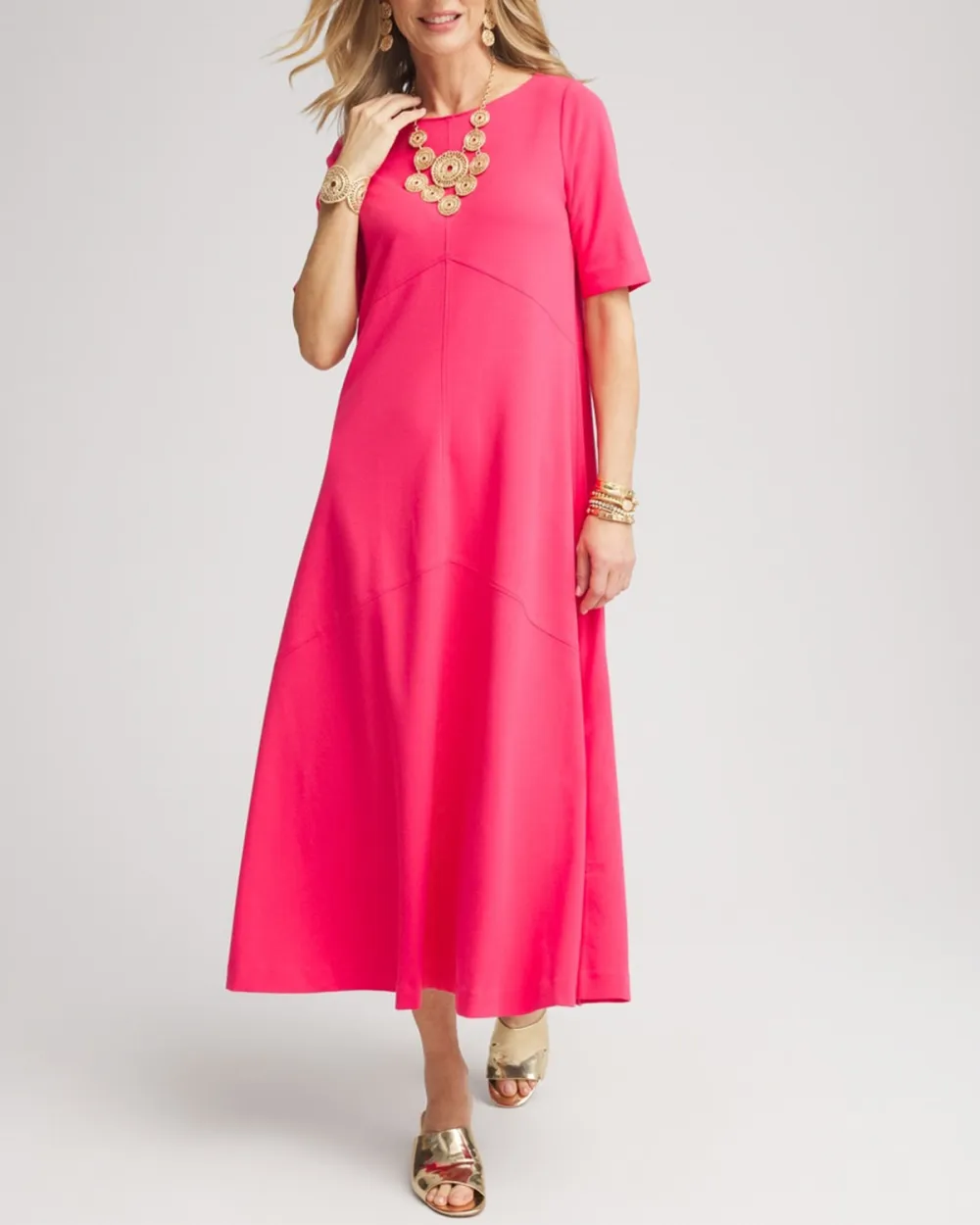 Black Short Sleeve Tiered Maxi Dress