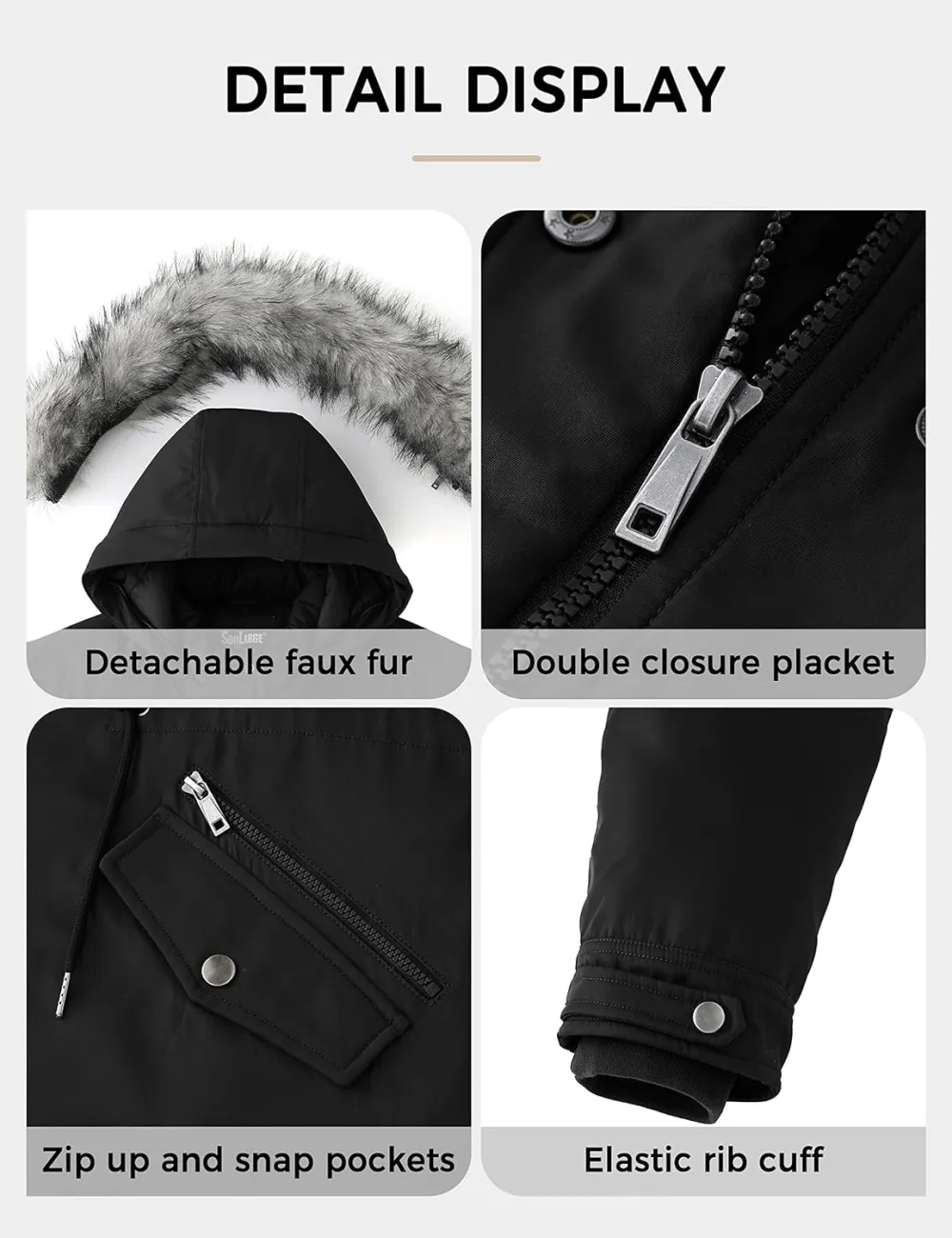 Women's Plus Size Winter Insulated Parka Coat with Faux Fur Hood