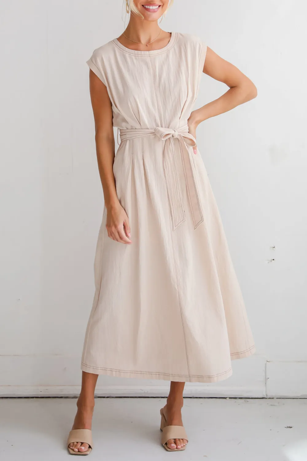 Easy To See Natural Midi Dress
