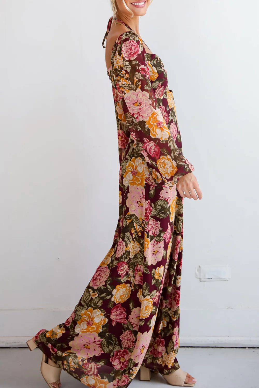 Breathtaking View Plum Floral Maxi Dress