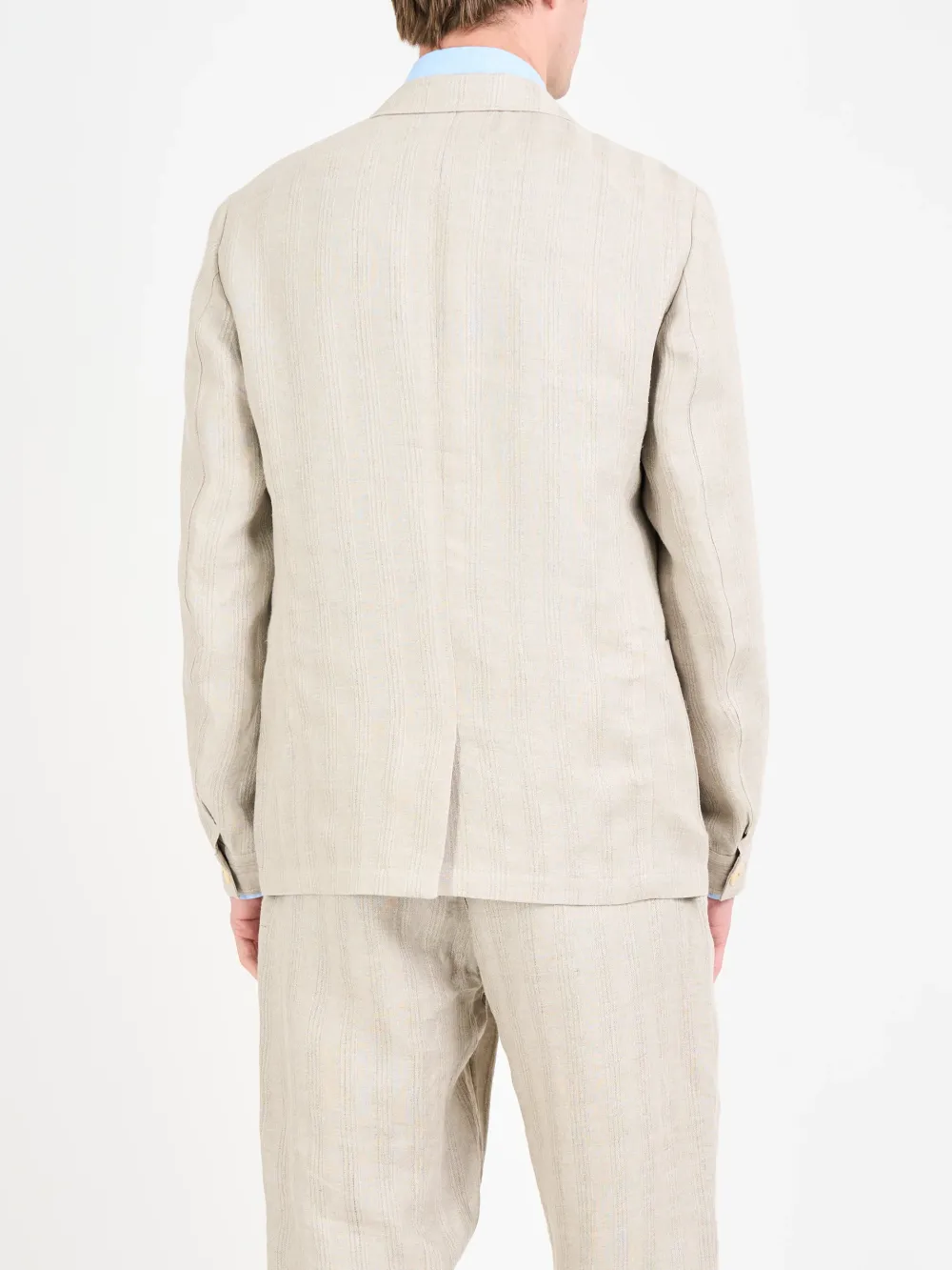 Sand Casual Style Lapel Linen Blazer