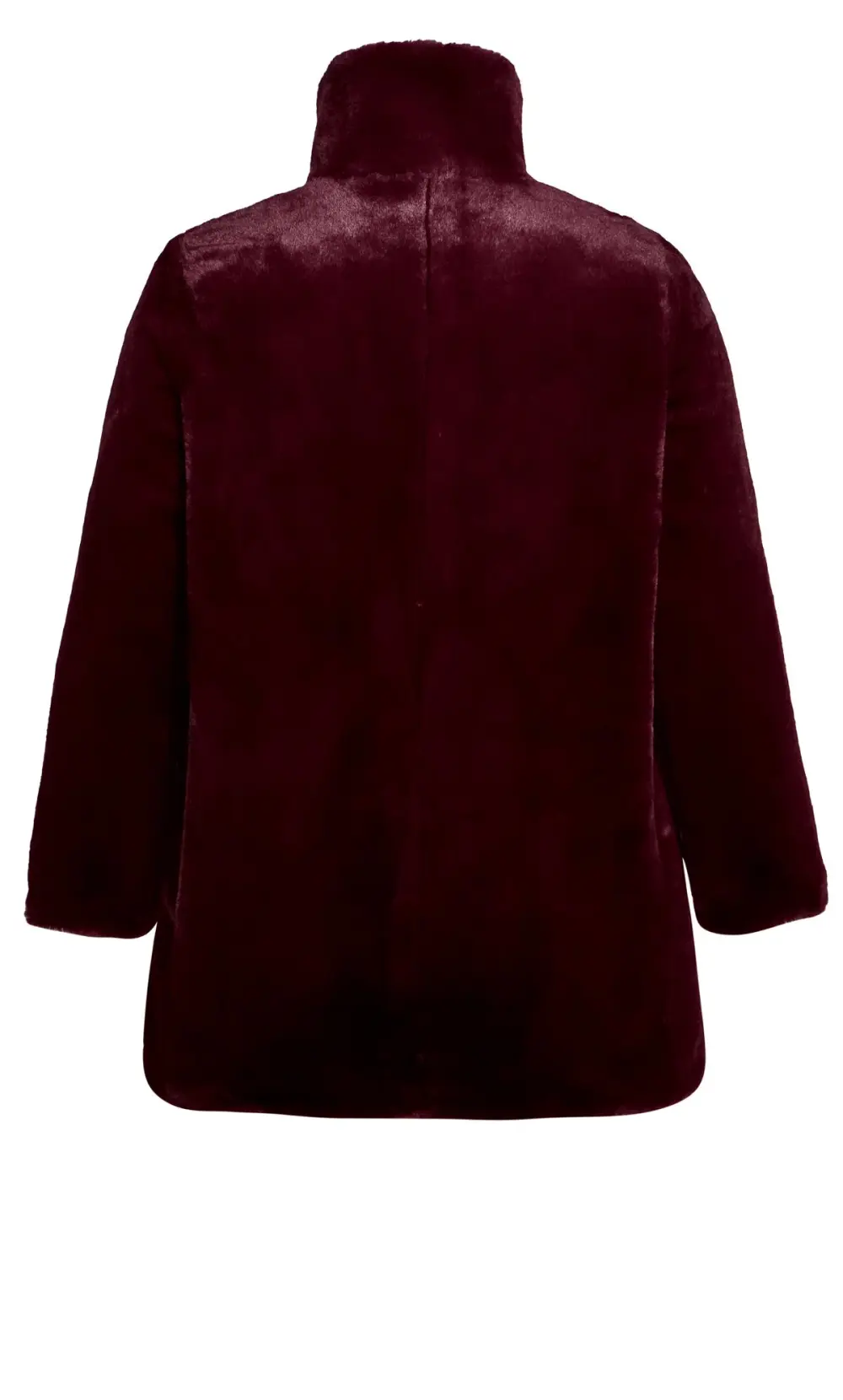 Evans Burgundy Red Faux Fur Coat