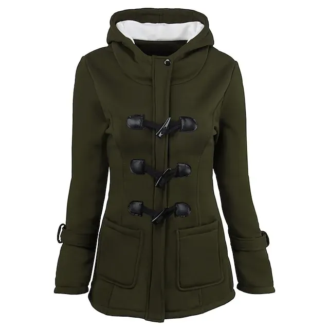 Women's Winter Coat Cropped Hooded Coat Thermal Warm Heated Jacket Fall Casual Street Jacket Long Sleeve with Pockets Black Army