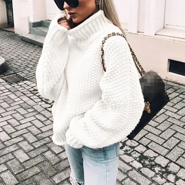 Fashion High Neck Loose Knit