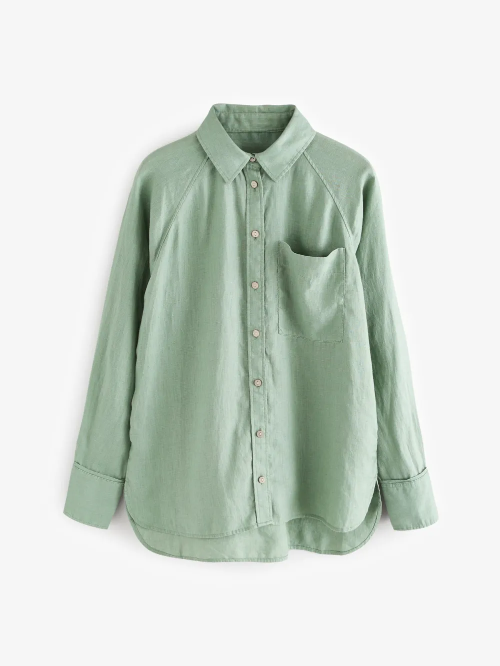 Loose Fit Long Sleeve Linen Button-Up Shirt