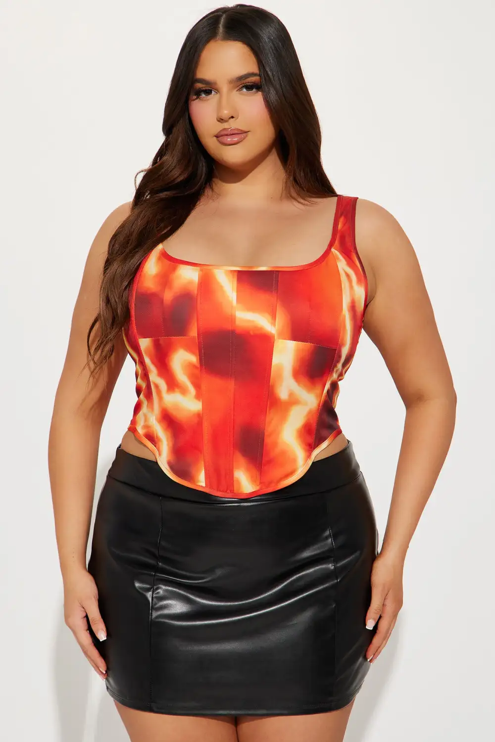 Cali Sunsets Corset Top - Red/combo