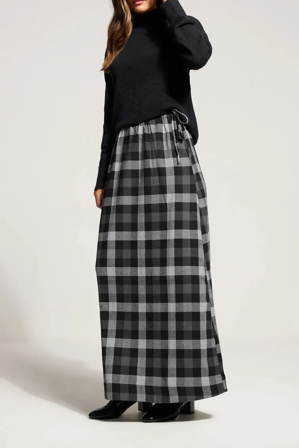 A-Line Plaid Maxi Skirt