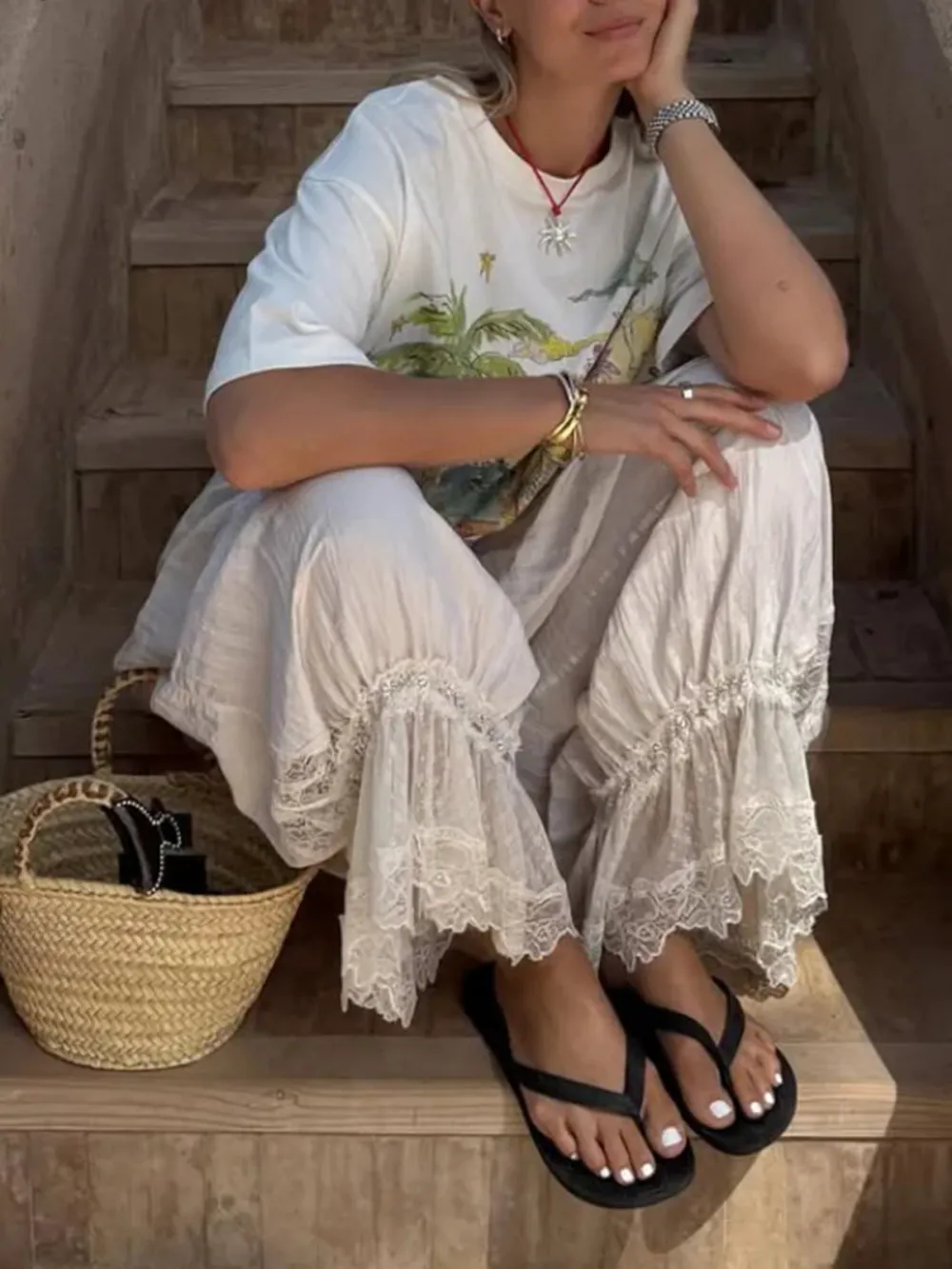 Casual Style Young Bloomer Pants Ivory