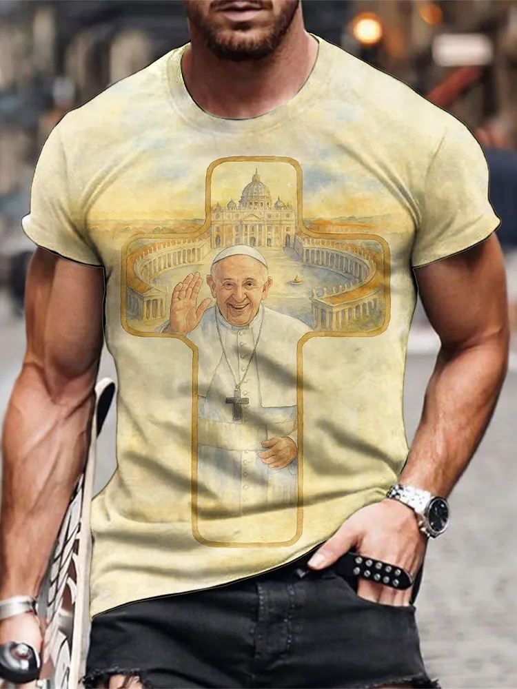 Men's See You In Heaven Pray For Pf 1936-2025 Print Short Sleeve Round Neck Cotton T-Shirt