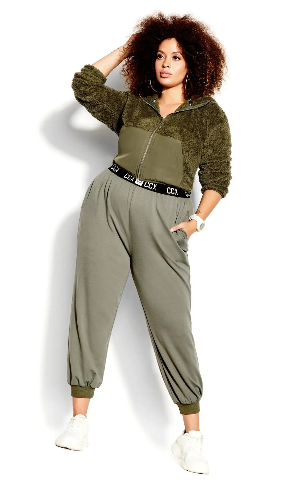 Evans Green Cropped Teddy Jacket