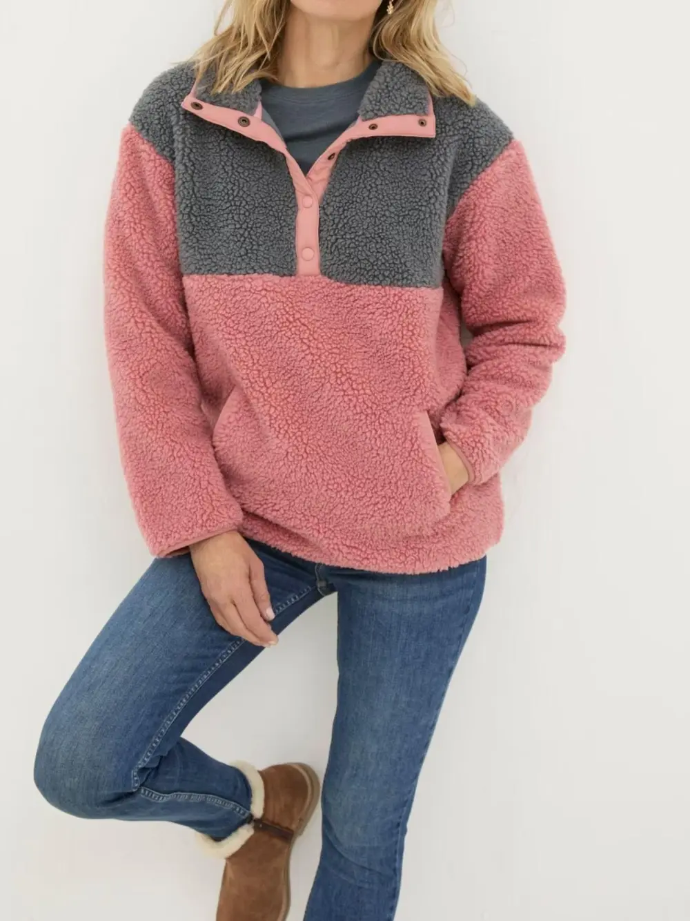 Multi Colourblock Half Neck Fleece